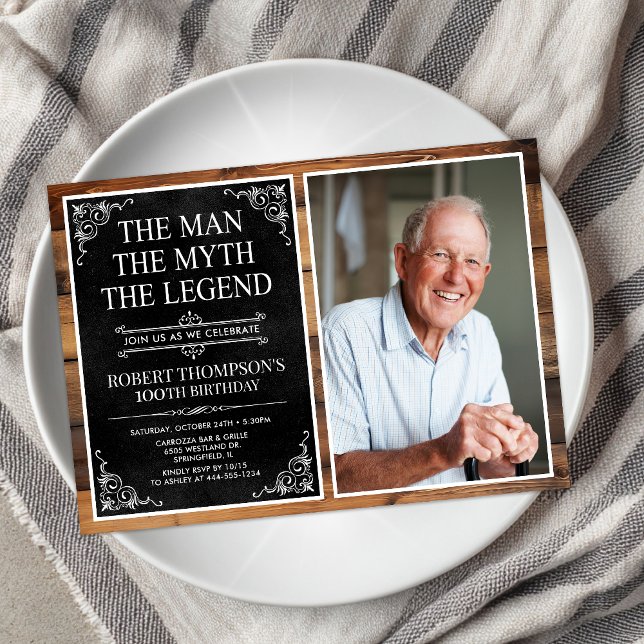 The Man The Myth The Legend 100th Birthday Invitation (Creator Uploaded)