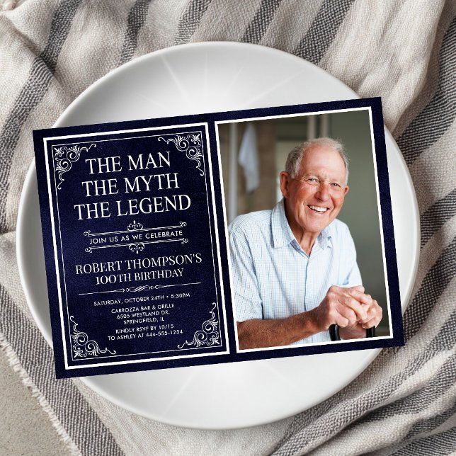 The Man The Myth The Legend 100th Birthday Invitation (Creator Uploaded)