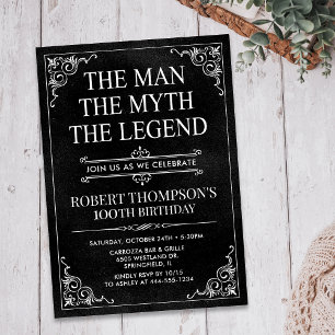 The Man The Myth The Legend 100th Birthday Invitation