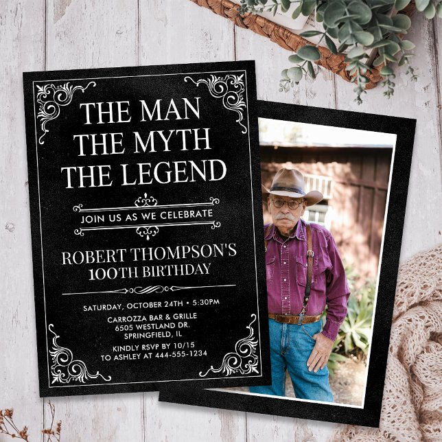 The Man The Myth The Legend 100th Birthday Invitation (Creator Uploaded)