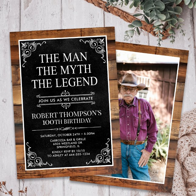 The Man The Myth The Legend 100th Birthday Invitation (Creator Uploaded)