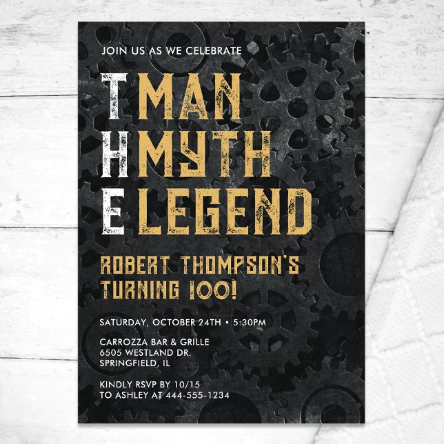 The Man The Myth The Legend 100th Birthday Invitation (Creator Uploaded)