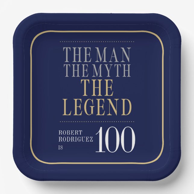 The Man The Myth The Legend 100th Birthday Paper Plates (Front)