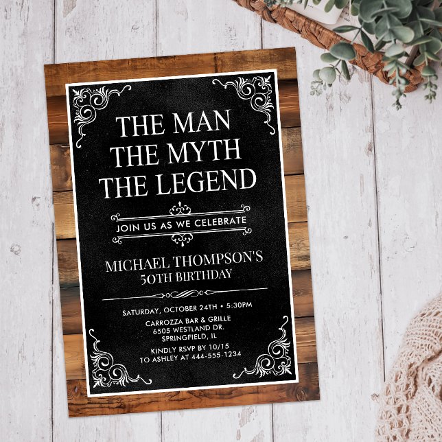 The Man The Myth The Legend 50th Birthday Invitation (Creator Uploaded)