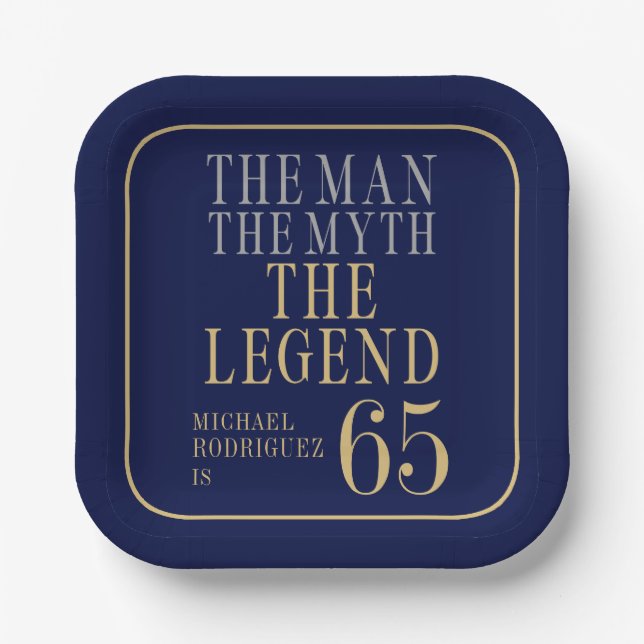 The Man The Myth The Legend 65th Birthday Paper Plates (Front)