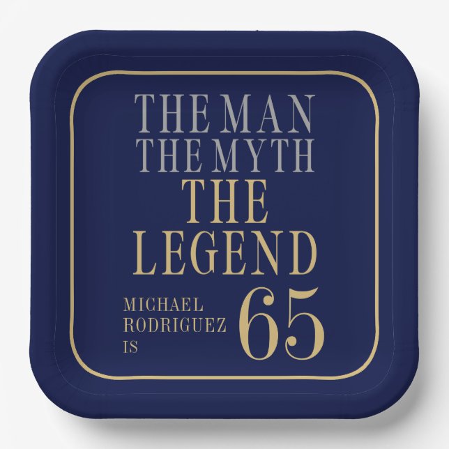 The Man The Myth The Legend 65th Birthday Paper Plates (Front)