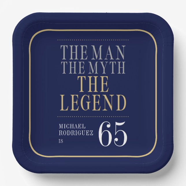 The Man The Myth The Legend 65th Birthday Paper Plates (Front)