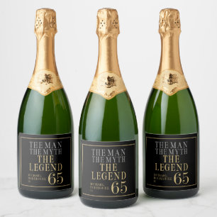 The Man The Myth The Legend 65th Birthday Sparkling Wine Label