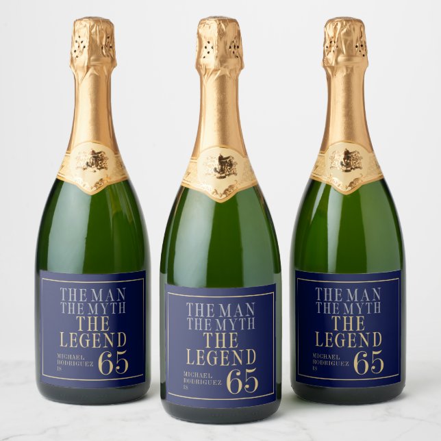 The Man The Myth The Legend 65th Birthday Sparkling Wine Label (Bottles)