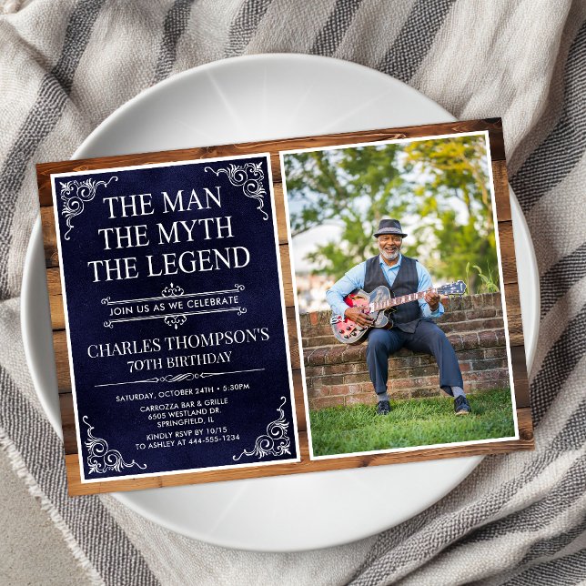 The Man The Myth The Legend 70th Birthday Invitation (Creator Uploaded)