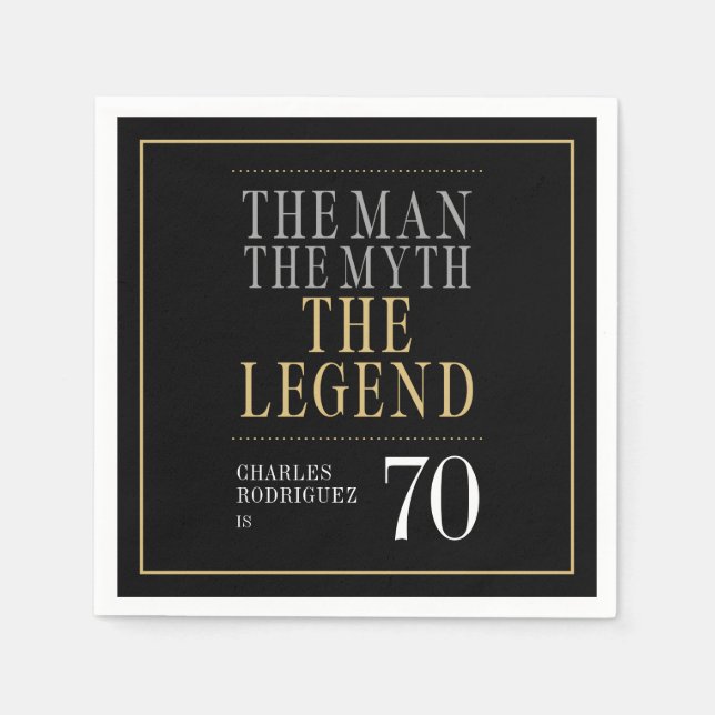 The Man The Myth The Legend 70th Birthday Napkins (Front)