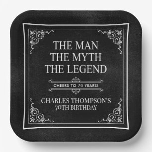 The Man The Myth The Legend 70th Birthday Paper Plates