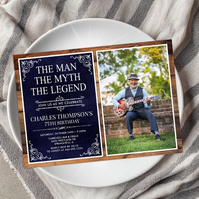 The Man The Myth The Legend 75th Birthday Invitation (Creator Uploaded)