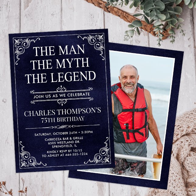 The Man The Myth The Legend 75th Birthday Invitation (Creator Uploaded)