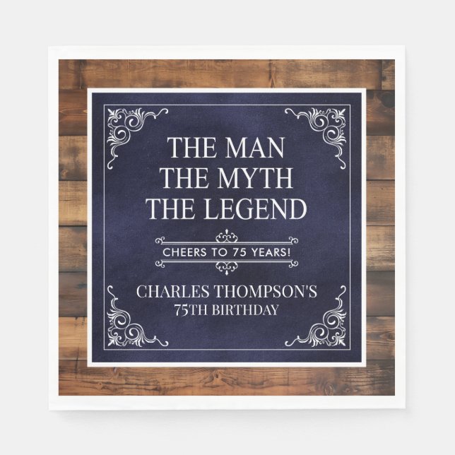 The Man The Myth The Legend 75th Birthday Napkins (Front)