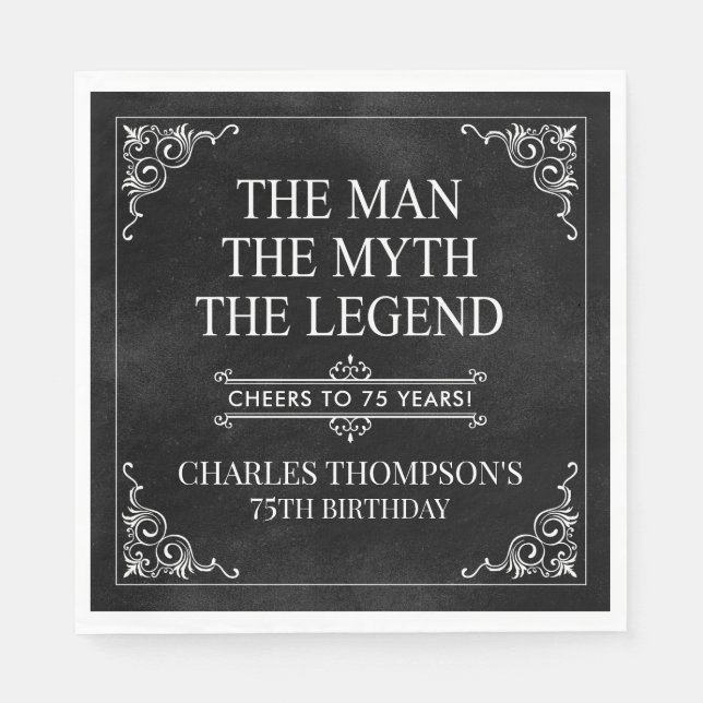 The Man The Myth The Legend 75th Birthday Napkins (Front)