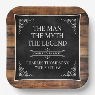 The Man The Myth The Legend 75th Birthday Paper Plates