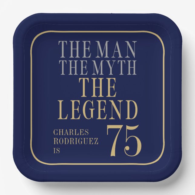 The Man The Myth The Legend 75th Birthday Paper Plates (Front)