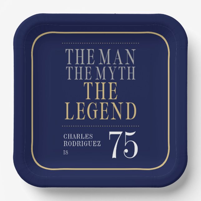 The Man The Myth The Legend 75th Birthday Paper Plates (Front)