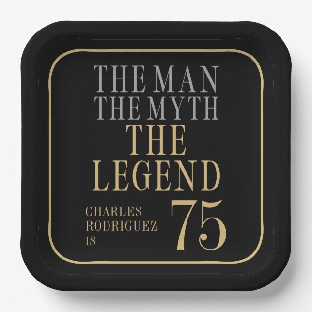 The Man The Myth The Legend 75th Birthday Paper Plates (Front)