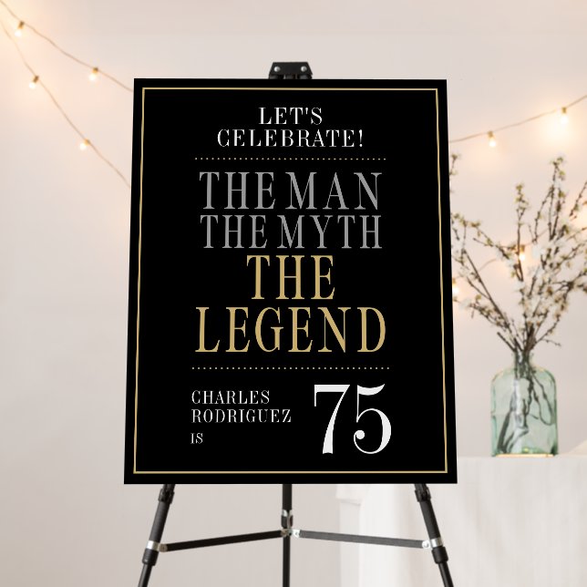 The Man The Myth The Legend 75th Birthday Welcome Foam Board (In Situ (Stand))