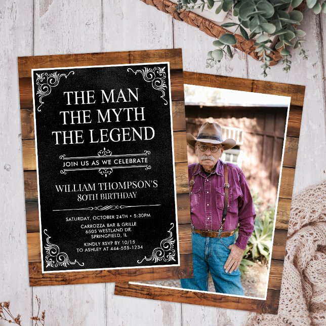The Man The Myth The Legend 80th Birthday Invitation (Creator Uploaded)