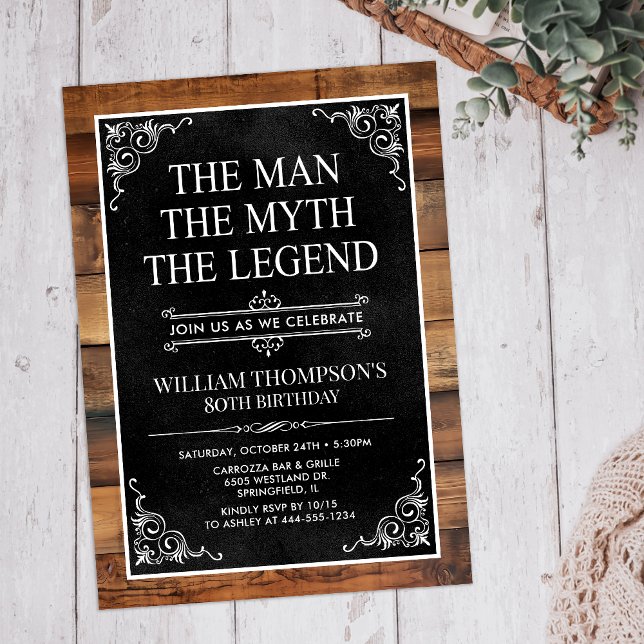 The Man The Myth The Legend 80th Birthday Invitation (Creator Uploaded)