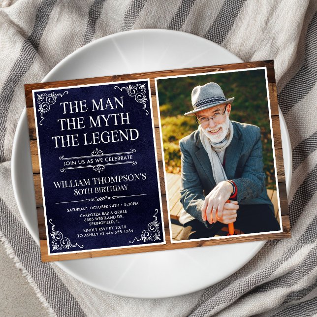 The Man The Myth The Legend 80th Birthday Invitation (Creator Uploaded)