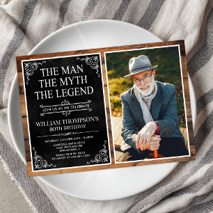 The Man The Myth The Legend 80th Birthday Invitation