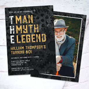 The Man The Myth The Legend 80th Photo Birthday Invitation