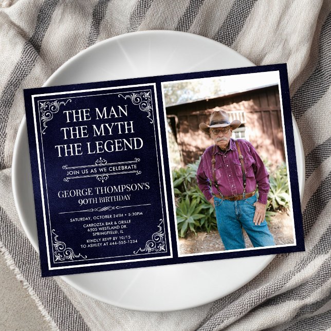 The Man The Myth The Legend 90th Birthday Invitation (Creator Uploaded)