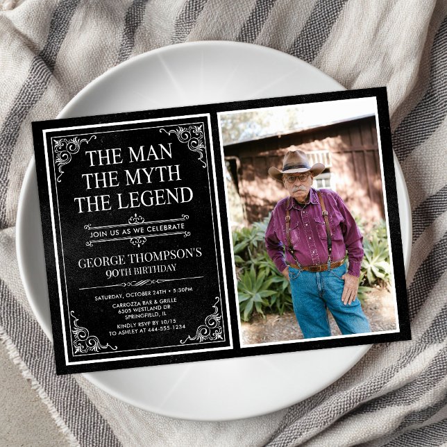 The Man The Myth The Legend 90th Birthday Invitation (Creator Uploaded)