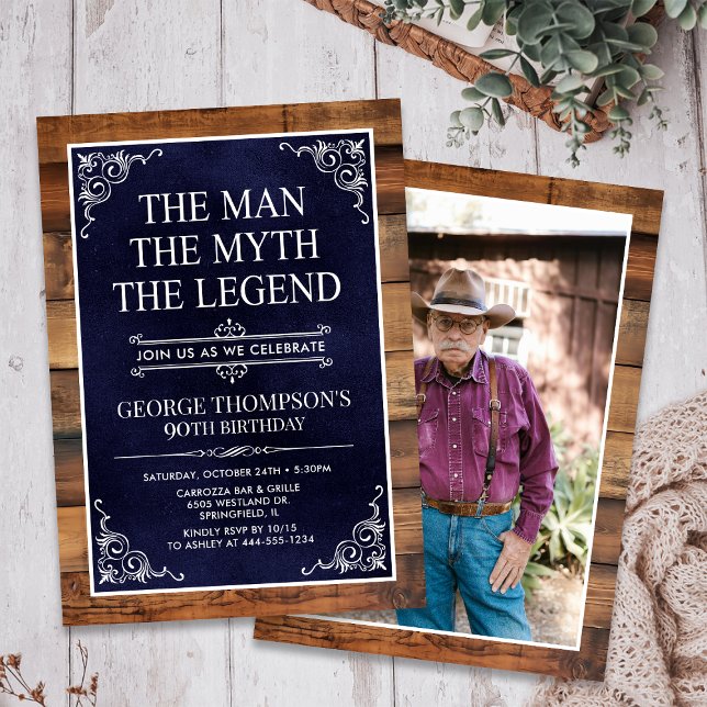 The Man The Myth The Legend 90th Birthday Invitation (Creator Uploaded)