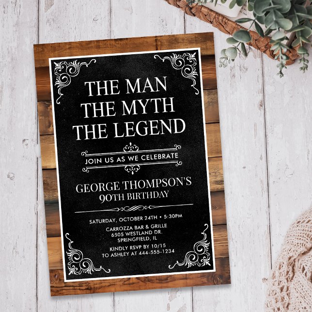 The Man The Myth The Legend 90th Birthday Invitation (Creator Uploaded)