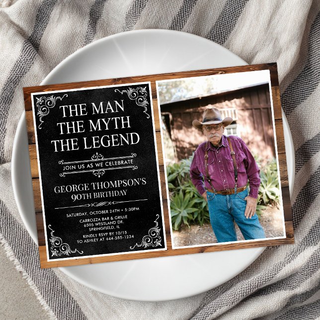The Man The Myth The Legend 90th Birthday Invitation (Creator Uploaded)