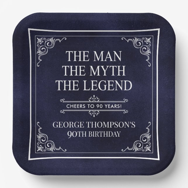 The Man The Myth The Legend 90th Birthday Paper Plates (Front)