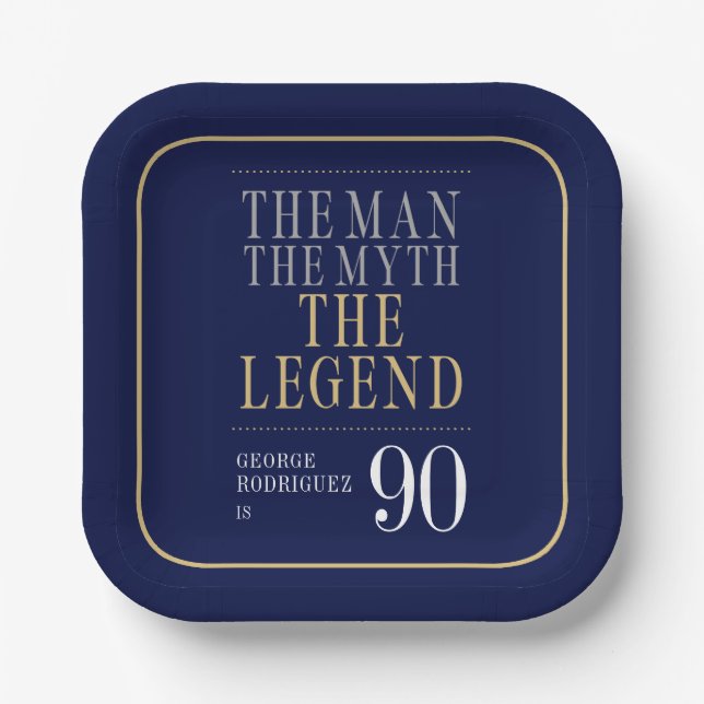 The Man The Myth The Legend 90th Birthday Paper Plates (Front)