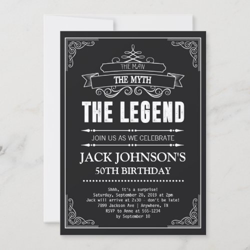 The Man The Myth The Legend Birthday Invitation