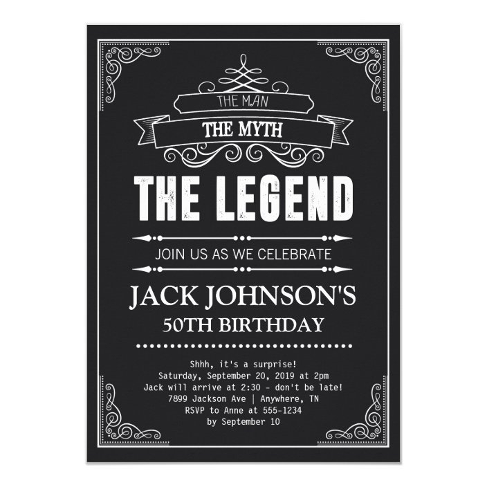 The Man The Myth The Legend Birthday Invitation | Zazzle.com