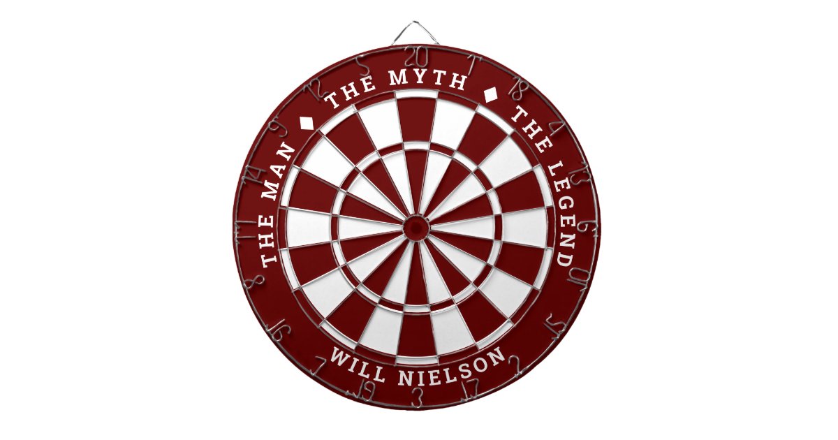 planer Umoderne ildsted The man, the myth, the legend" His Name Dark Red Dart Board | Zazzle