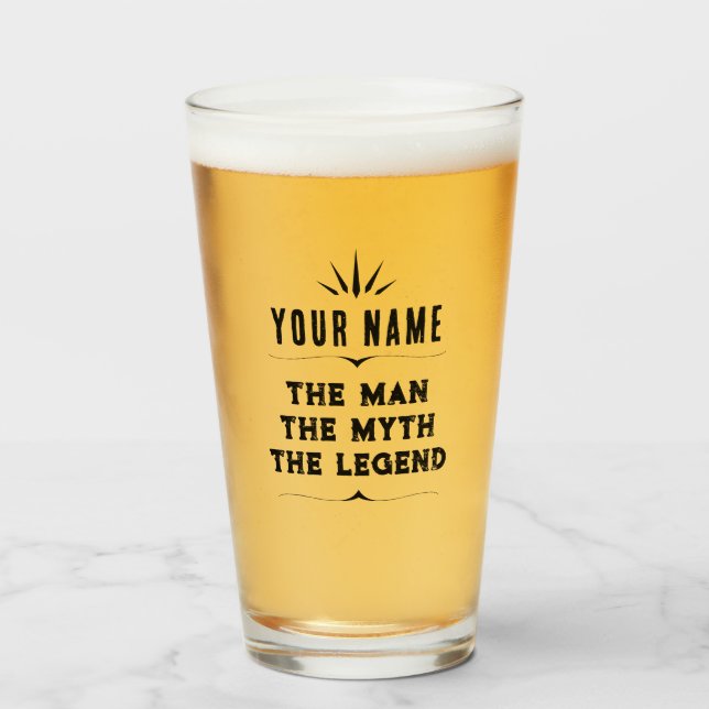 The Man The Myth The Legend Personalized Name Gift Glass (Front Filled)