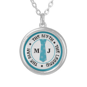The man the myth the legend personalized name silver plated necklace