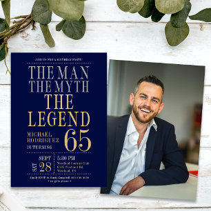 The Man The Myth The Legend Photo 65th Birthday Invitation