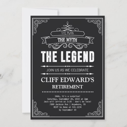 The Man The Myth The Legend Retirement Party Invitation