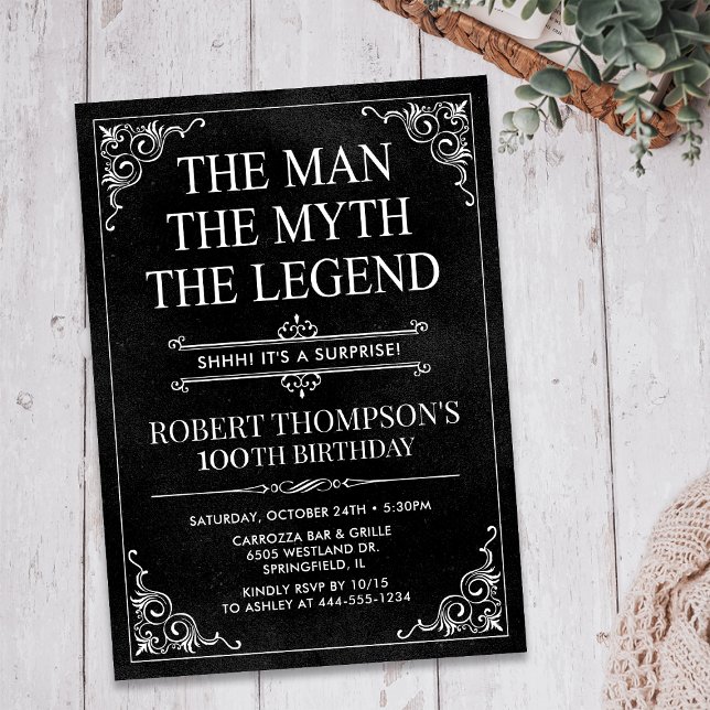 The Man The Myth The Legend Surprise 100 Birthday Invitation (Creator Uploaded)