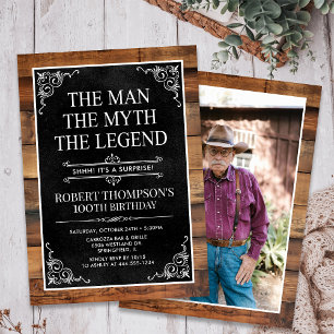 The Man The Myth The Legend Surprise 100 Birthday Invitation