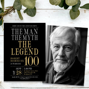 The Man The Myth The Legend Surprise 100 Birthday Invitation