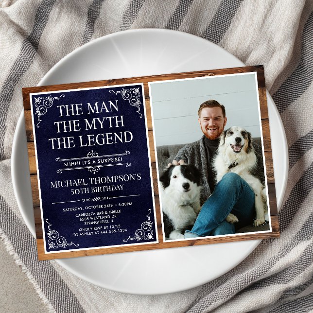 The Man The Myth The Legend Surprise 50th Birthday Invitation (Creator Uploaded)