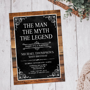 The Man The Myth The Legend Surprise 50th Birthday Invitation
