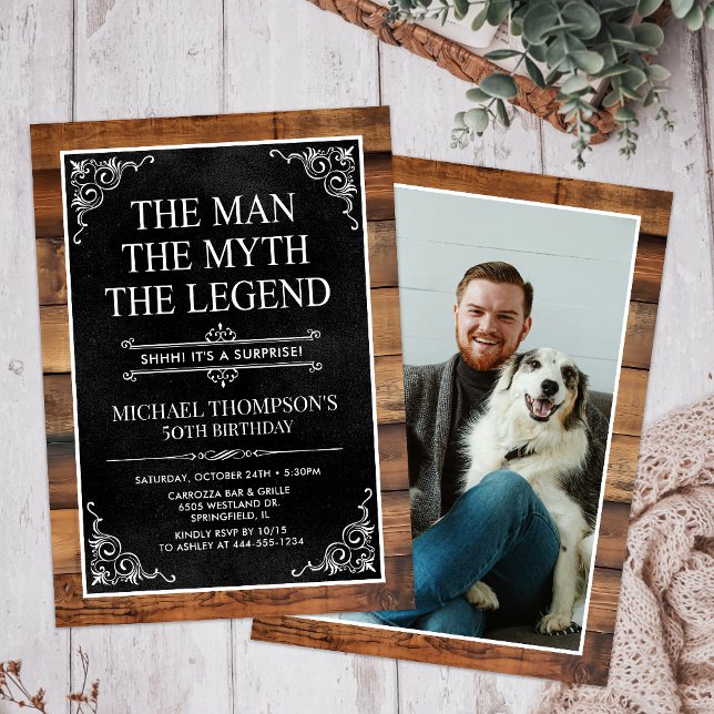The Man The Myth The Legend Surprise 50th Birthday Invitation (Creator Uploaded)